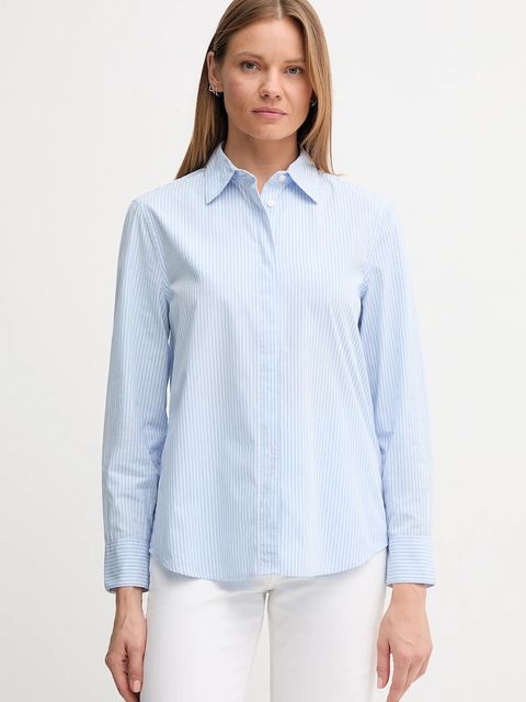 United Colors of Benetton koszula bawełniana damska kolor niebieski regular z kołnierzykiem klasycznym 59T7DQ0BH - zdjęcie produktu nr 1