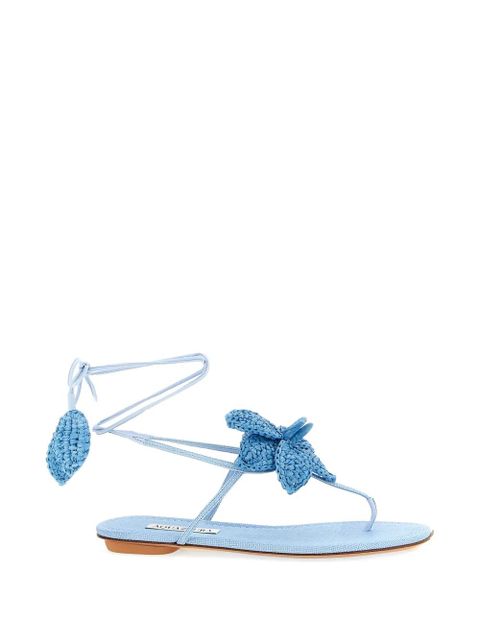 Aquazzura Calypso raffia-embellished sandals - Blue - zdjęcie produktu nr 1