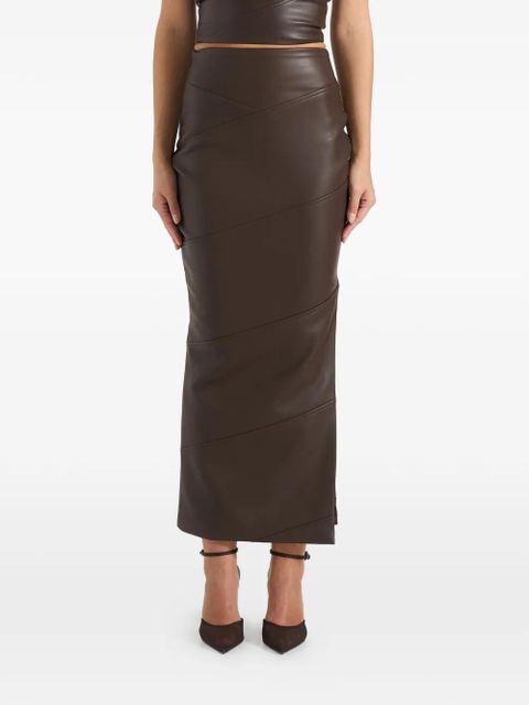 Manière De Voir Daisy panelled side-slit midi skirt - Brown
