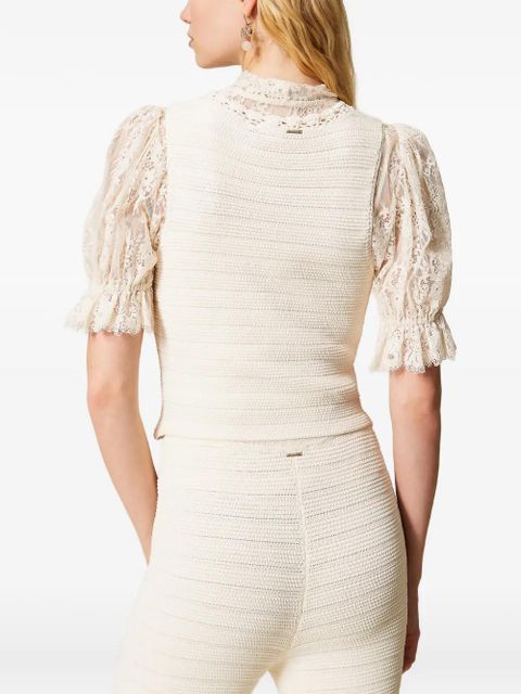 TWINSET crochet-trim knitted waistcoat - White
