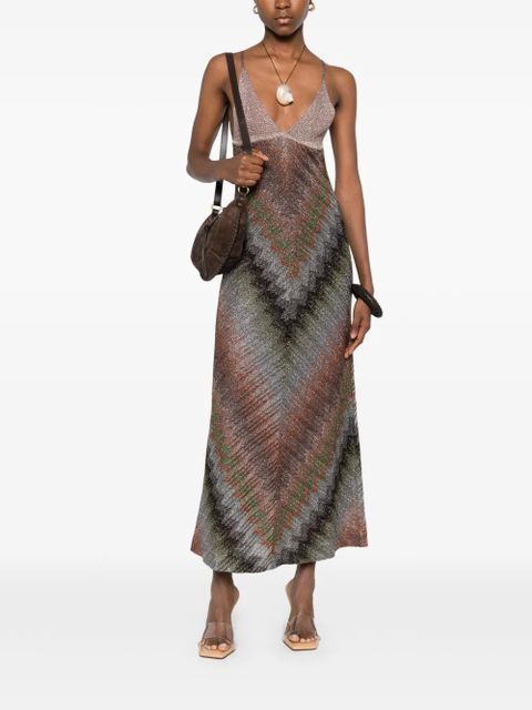 Missoni V-neck chevron maxi dress - Brown