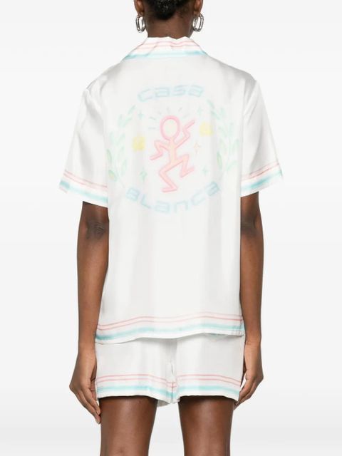 Casablanca striped-trim shirt - White