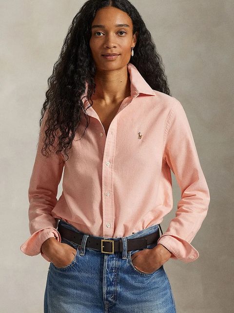 Polo Ralph Lauren koszula bawełniana damska kolor pomarańczowy relaxed z kołnierzykiem klasycznym 211970736 - zdjęcie produktu nr 1