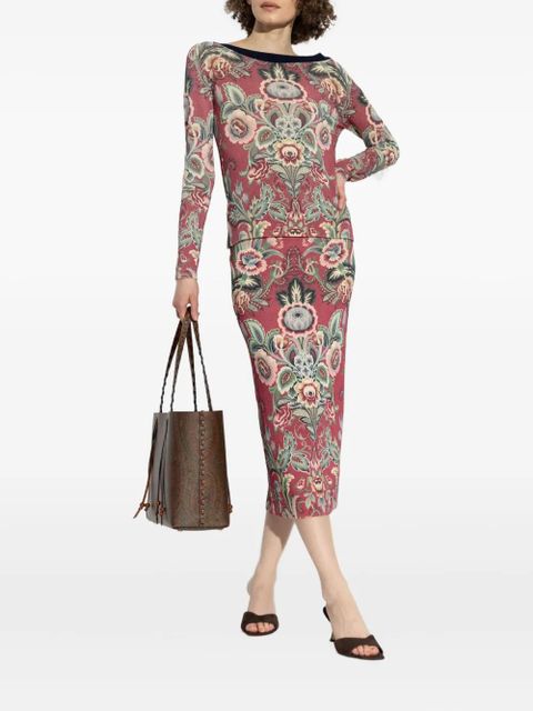 ETRO floral-print midi skirt - Red - zdjęcie produktu nr 1