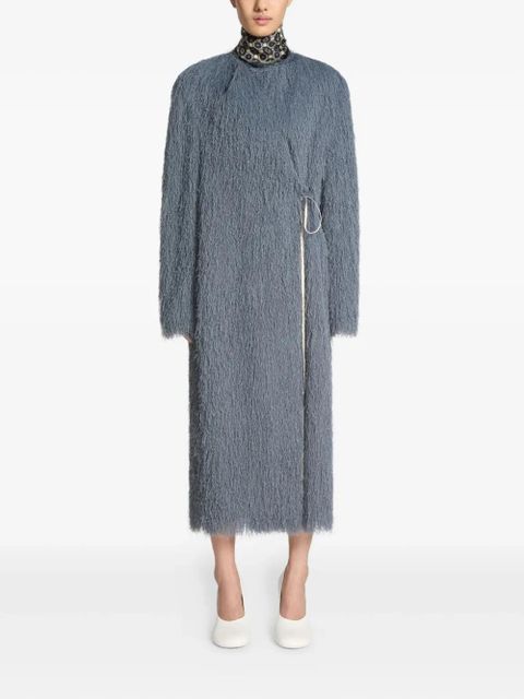 DRIES VAN NOTEN fringed wrap coat - Grey