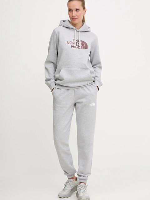 The North Face bluza Drew Peak damska kolor szary z kapturem wzorzysta NF0A89EHFB31 - zdjęcie produktu nr 2