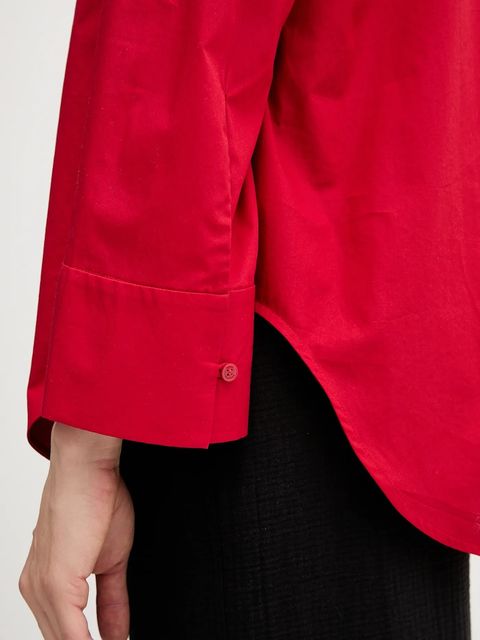 Tommy Hilfiger koszula bawełniana damska kolor czerwony relaxed z kołnierzykiem klasycznym WW0WW45892