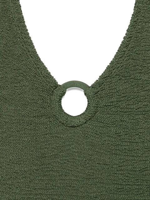 Hunza G Celine ring-detail crinkle swimsuit - Green