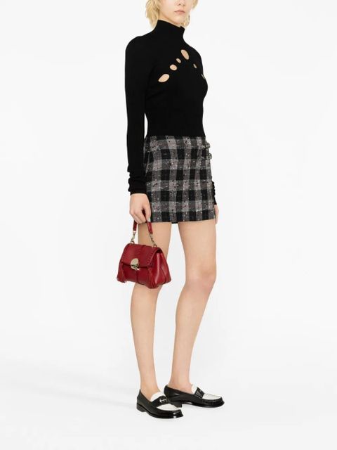 Alessandra Rich checked wool-blend miniskirt - Black