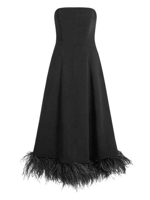 16Arlington Gioele feather-trim midi dress - Black - zdjęcie produktu nr 1