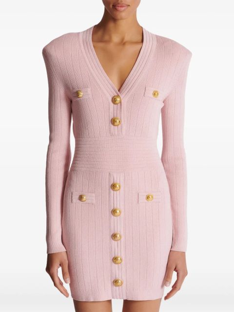 Balmain button-embellished knitted minidress - Pink
