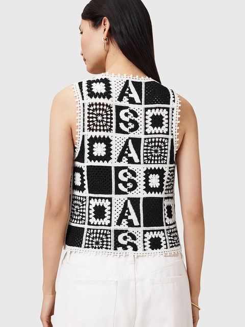 AllSaints kamizelka bawełniana FLORENCE kolor czarny przejściowa W067KC - zdjęcie produktu nr 2