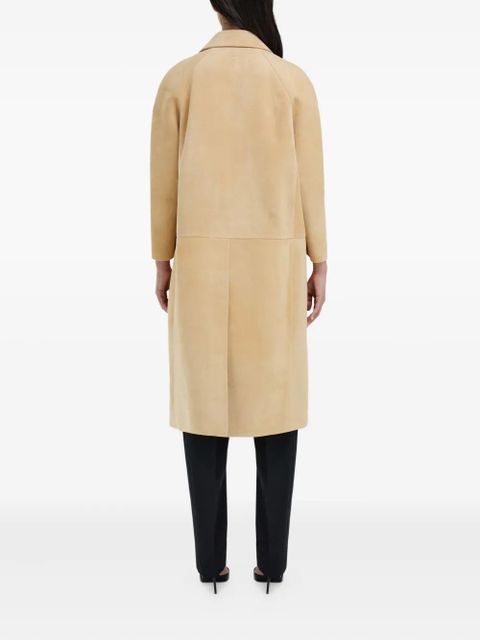 Ferragamo flap-pocket suede coat - Neutrals