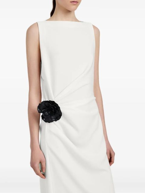 Proenza Schouler rose-embellished draped maxi evening dress - White