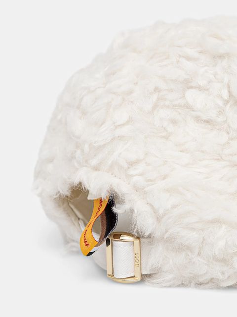 BOSS czapka z daszkiem z domieszką wełny kolor biały 50554578