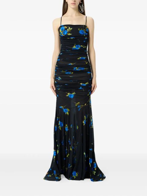 Blumarine floral-print ruched maxi dress - Blue - zdjęcie produktu nr 2