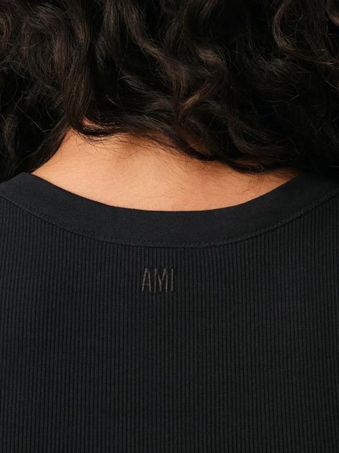 AMI Paris embroidered ribbed tank top - Black