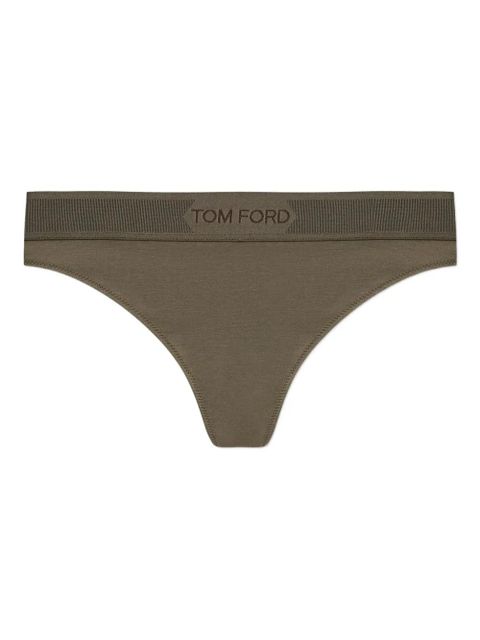 TOM FORD logo-embellished thong - Green - zdjęcie produktu nr 1