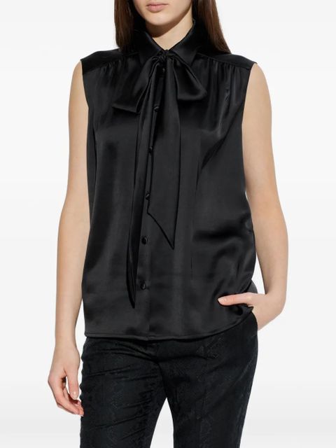 Versace tie-neck sleeveless shirt - Black