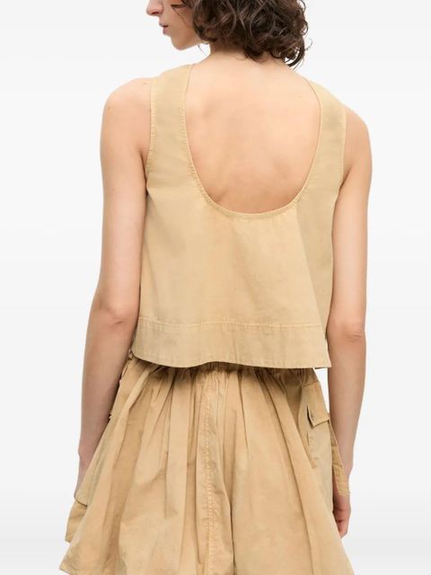 GANNI sleeveless cotton top - Neutrals