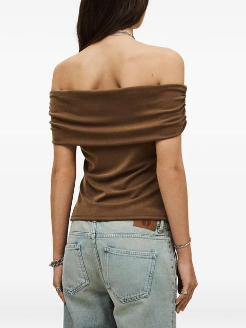 Ba&Sh Bene gathered off-shoulder top - Brown