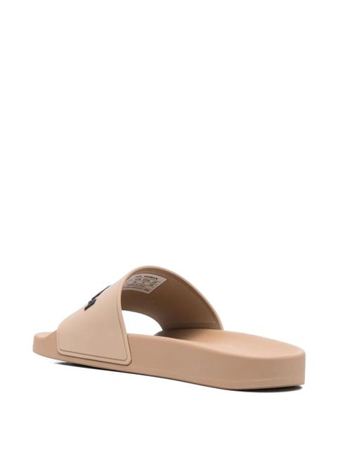Balenciaga logo-embossed pool slides - Neutrals