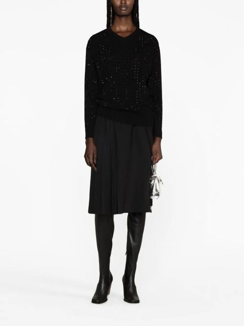 Sportmax rhinestone-embellished fine-knit jumper - Black