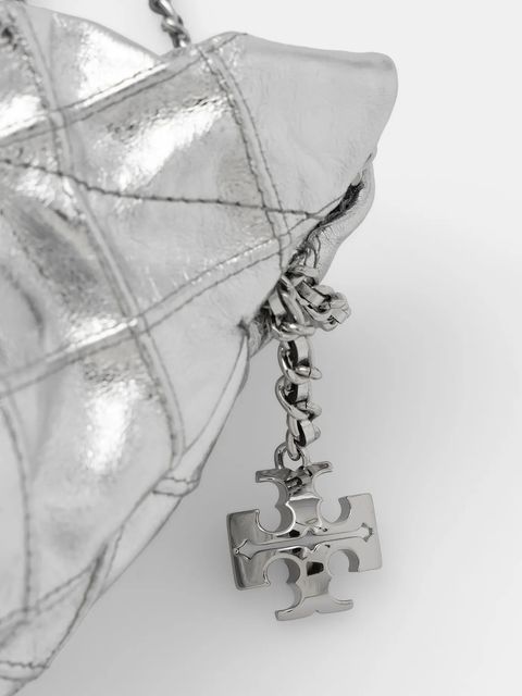 Tory Burch torebka skórzana Fleming kolor srebrny 176040-040