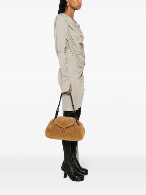 Amina Muaddi Gemini shearling shoulder bag - Neutrals