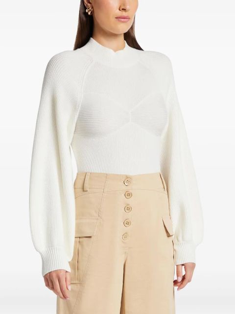 FARM Rio puff sleeves knitted top - White