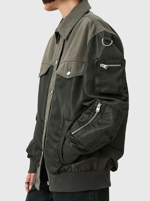 AllSaints kurtka bomber VERITY kolor zielony przejściowa oversize W024OD