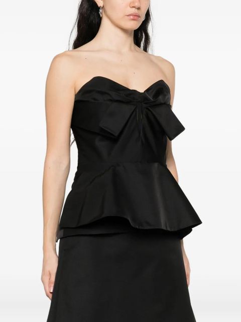 Alexander McQueen bow-detailed peplum top - Black