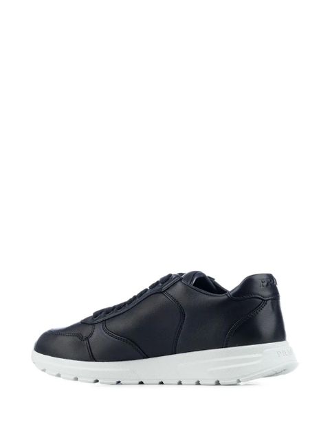 Prada leather logo-plaque sneakers - Black