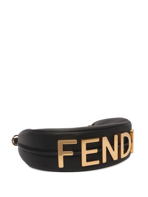 FENDI small Fendigraphy leather shoulder bag - Black
