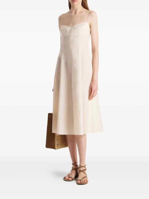 KHAITE Isabella spaghetti-strap A-line midi dress - Neutrals