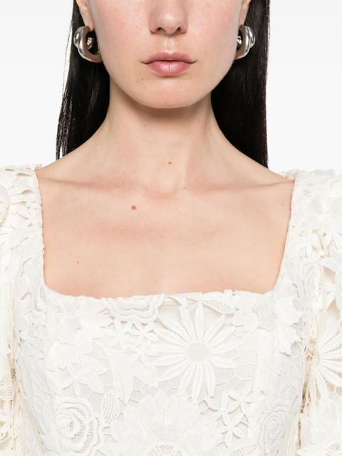 ROTATE BIRGER CHRISTENSEN 3D lace mini dress - Neutrals