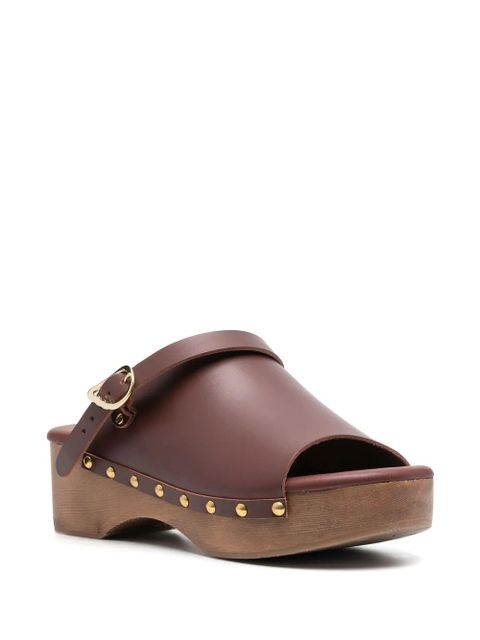 Ancient Greek Sandals buckled leather clogs - Brown