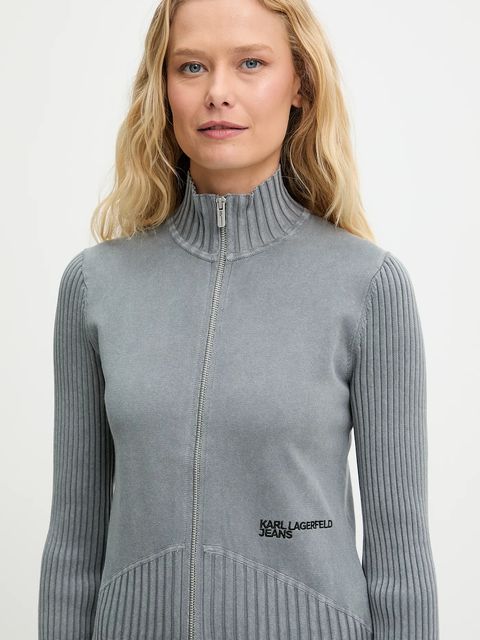 Karl Lagerfeld Jeans kardigan bawełniany damski kolor szary lekki A3W18010