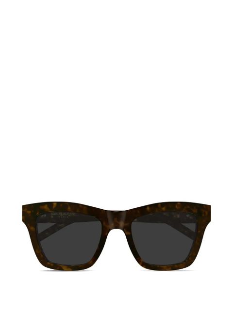 Saint Laurent Eyewear square-frame logo-plaque sunglasses - Brown - zdjęcie produktu nr 1