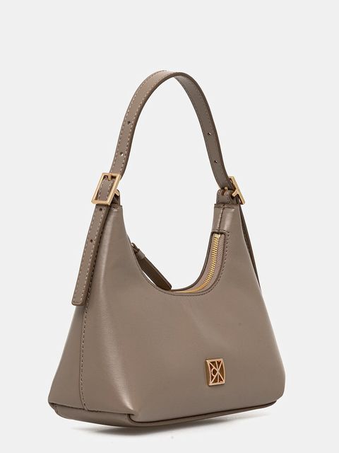 Calvin Klein torebka skórzana kolor beżowy LV04F3263G