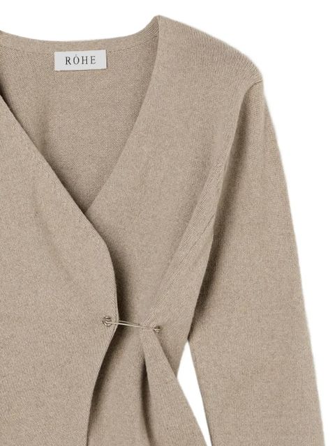 Róhe V-neck safety-pin-detail cardigan - Neutrals - zdjęcie produktu nr 2