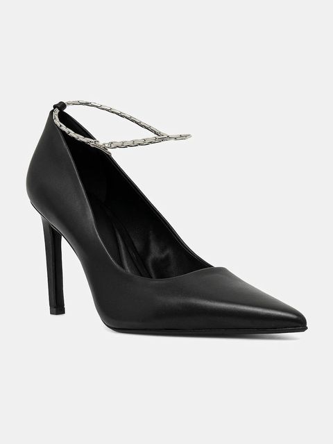 Calvin Klein szpilki skórzane ESS STILETTO HDW CHAIN LTH 90 kolor czarny HW0HW02718 - zdjęcie produktu nr 1