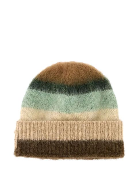 Miu Miu logo-patch beanie hat - Brown