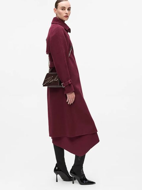 Karl Lagerfeld torebka skórzana K/SIGNATURE kolor bordowy A4W30033