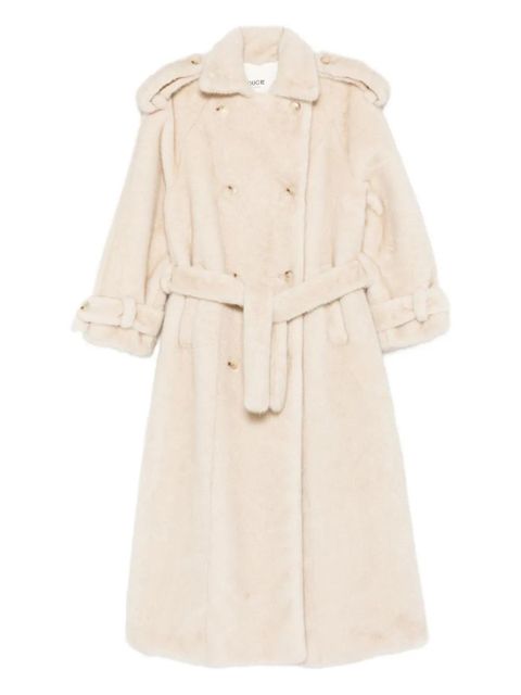 ducie Thalia double-breasted faux fur coat - Neutrals