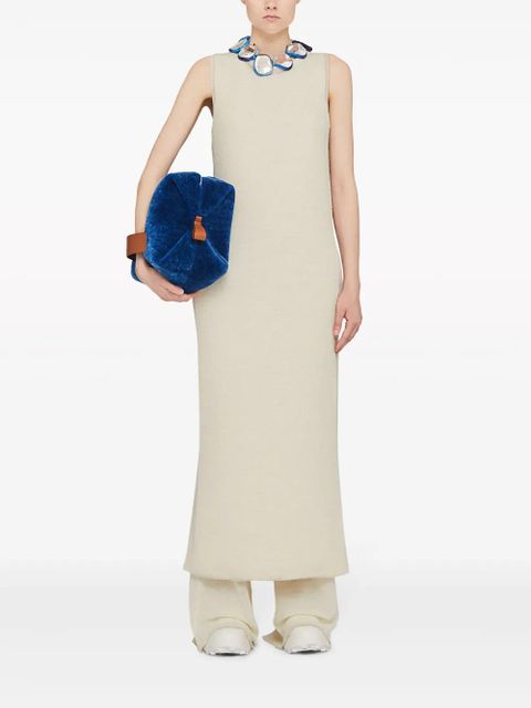Jil Sander semi-sheer knit long dress - White
