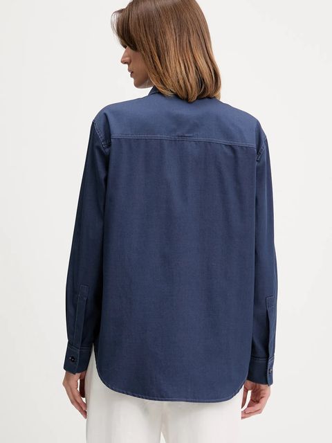 Emporio Armani koszula damska kolor granatowy regular z kołnierzykiem klasycznym EW000739 AF12432