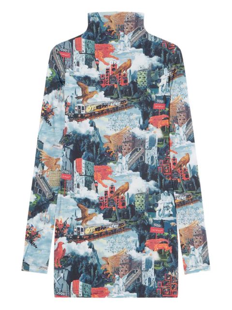 Off-White World Paint long-sleeve mini dress - Blue