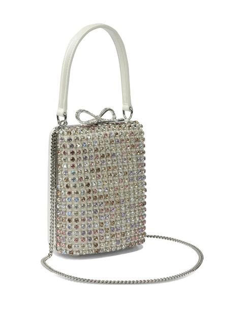 Self-Portrait crystal-embellished mini bag - Silver