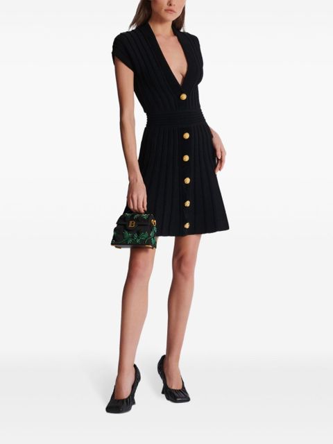 Balmain buttoned velvet mini dress - Black - zdjęcie produktu nr 2
